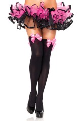 Bas comme un cadeau - Noir noeud rose