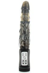 Vibromasseur noir avec perles vibrantes 22cm