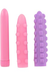 Vibromasseur 18 cm  Toy Joy avec 2 manchons