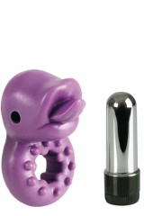 Cockring avec langue vibrante mauve