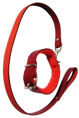 Collier et Laisse en Cuir Rouge