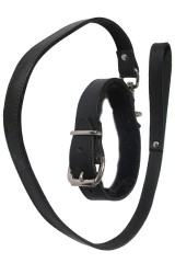 Collier et Laisse en Cuir Noir