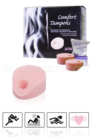 Beppy - 8 Tampons met glijmiddel-zonder touwtje