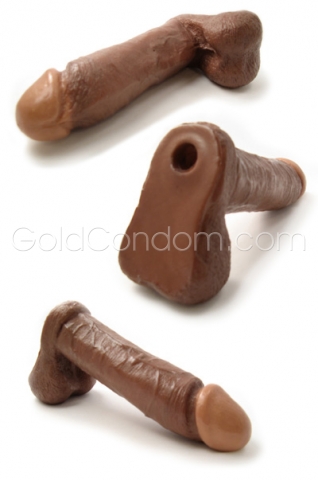 Realistische dildo voor gordel 20 cm - Chocolade