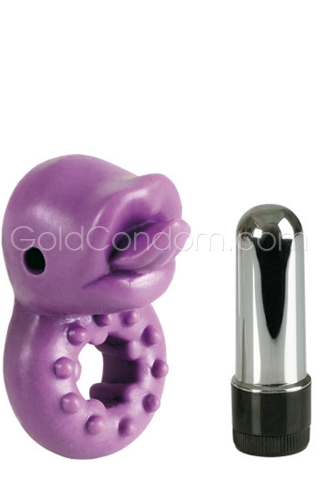Cockring avec langue vibrante mauve