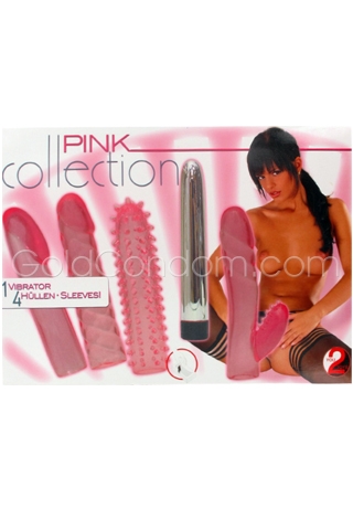 Kit dong vibrator + 4 peniskokers - Roze