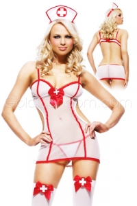 Ensemble 3 pi�ces Blanc/Rouge Infirmi�re 
