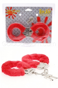 Menottes  en m�tal recouverte de fourrure rouge