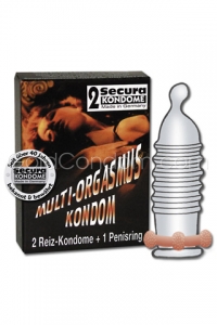 2 pr�servatifs et 1 cockring Secura Multi-Orgasmes