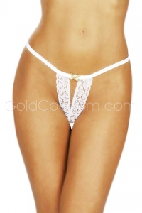 String Sexy ouvert en dentelle blanche - Daring